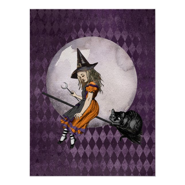 Halloween Alice im Wunderland Cheshire Cat Moon Poster (Vorderseite)
