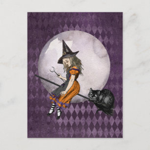Halloween Alice im Wunderland Cheshire Cat Moon Postkarte