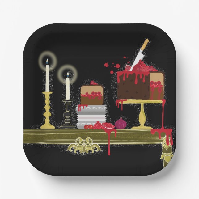 Halloween Alice im Wunderland Teezeiteller Pappteller (Vorderseite)