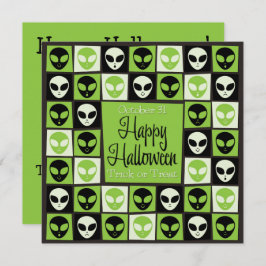 Halloween-Alien-Mosaik Einladung