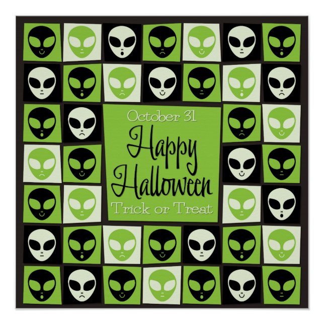 Halloween-Alien-Mosaik Poster (Vorderseite)