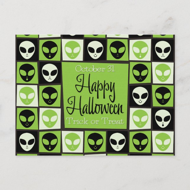 Halloween-Alien-Mosaik Postkarte (Vorderseite)