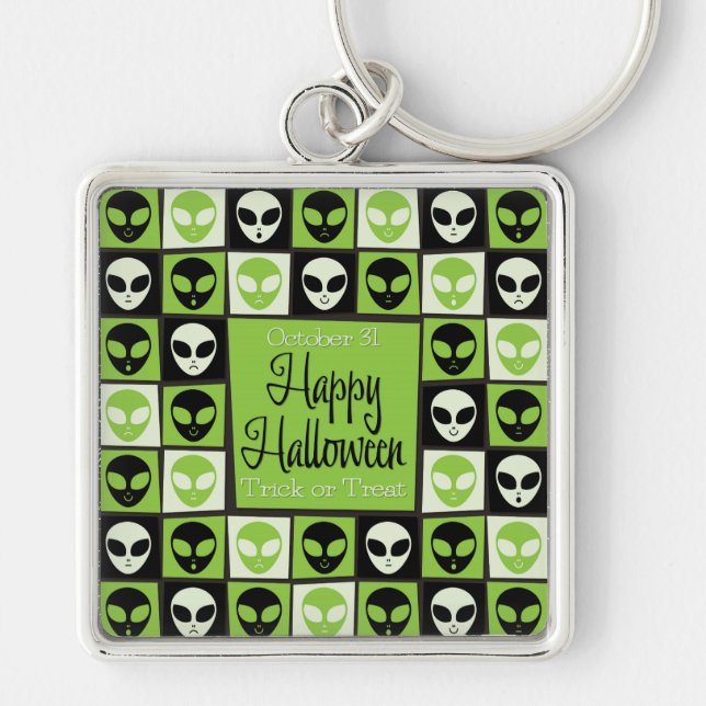 Halloween-Alien-Mosaik Schlüsselanhänger (Vorne)