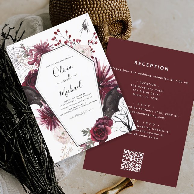 Halloween All in One QR Code Goth Wedding Einladung (Von Creator hochgeladen)