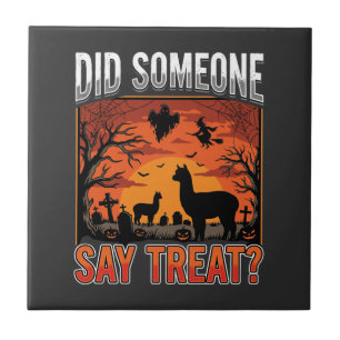 Halloween-Alpaka-Friedhof Hat jemand Leckerli gesa Fliese