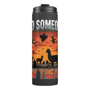 Halloween-Alpaka-Friedhof Hat jemand Leckerli gesa Thermosbecher