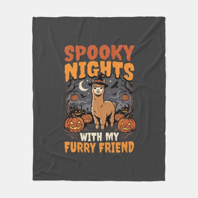 Halloween-Alpaka-Nacht Fleecedecke (Vorderseite)