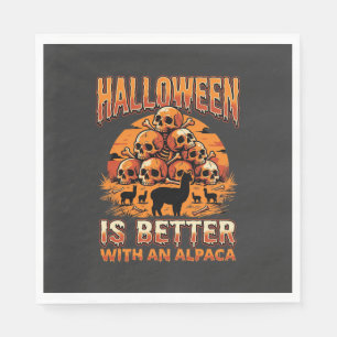 Halloween-Alpaka-Schädelhaufen Retro-Horror-Design Serviette