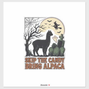 Halloween-Alpaka-Shirt Süß Gruselig Vintage Tier  Aufkleber