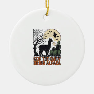 Halloween-Alpaka-Shirt Süß Gruselig Vintage Tier Keramik Ornament