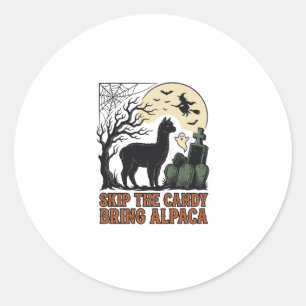 Halloween-Alpaka-Shirt Süß Gruselig Vintage Tier  Runder Aufkleber