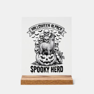 Halloween-Alpaka-Shirt Vintage-Totenkopf-Kürbis-De Acrylschild
