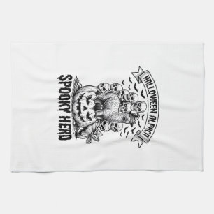 Halloween-Alpaka-Shirt Vintage-Totenkopf-Kürbis-De Geschirrtuch