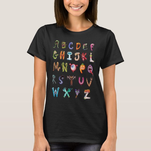 Halloween Alphabet ABCs Learning Kindergarten Teac T-Shirt (Vorderseite)
