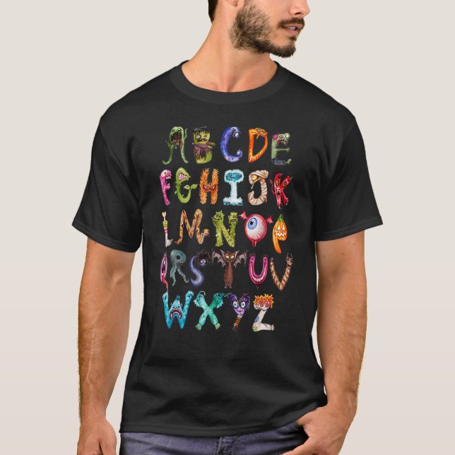 Halloween Alphabet ABCs Learning Kindergarten Teac T-Shirt (Vorderseite)