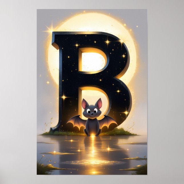 Halloween Alphabet Kids ABC Letter B Poster (Vorne)