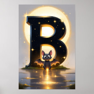 Halloween Alphabet Kinder ABC Buchstabe B Poster