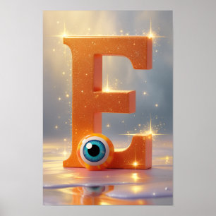 Halloween Alphabet Kinder ABC Buchstabe E Poster