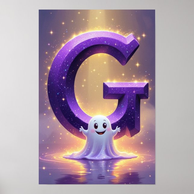 Halloween Alphabet Kinder ABC Buchstabe G Poster (Vorne)