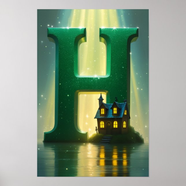 Halloween Alphabet Kinder ABC Buchstabe H Poster (Vorne)