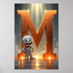 Halloween Alphabet Kinder ABC Buchstabe M Poster