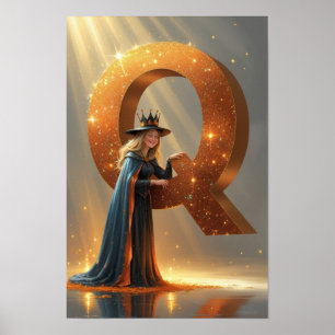 Halloween Alphabet Kinder ABC Buchstabe Q Poster