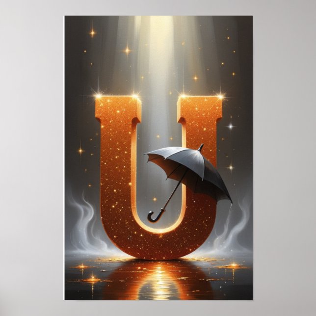 Halloween Alphabet Kinder ABC Buchstabe U Poster (Vorne)