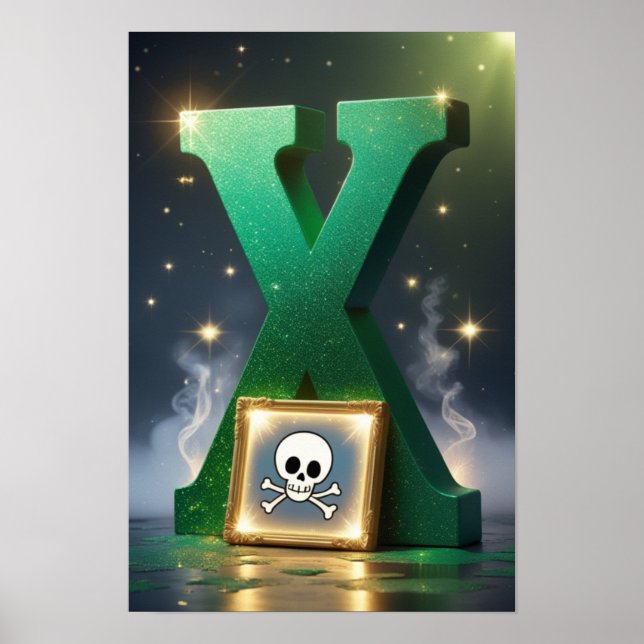Halloween Alphabet Kinder ABC Buchstabe X Poster (Vorne)