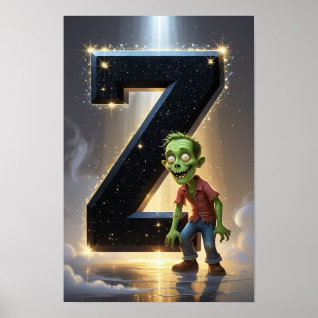Halloween Alphabet Kinder ABC Buchstabe Z Poster (Vorne)