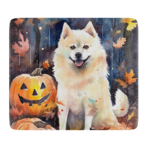 Halloween American Akita mit Pumpkins Beängstigend Schneidebrett