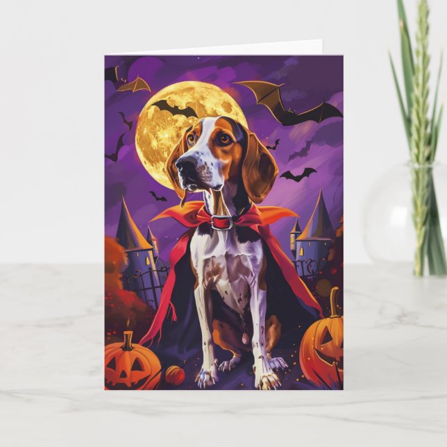 Halloween American English Foxhound Pumpkin Beängs Karte (Vorderseite)