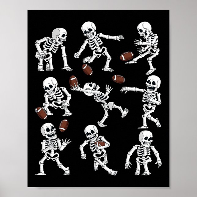 Halloween American Football Skeletts Funny Men Bo Poster (Vorne)