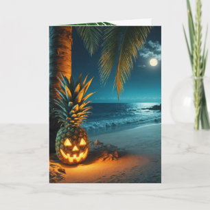 Halloween-Ananas am Strand Karte