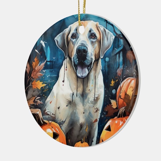 Halloween Anatolischer Schäferhund mit Pumpkins Be Keramik Ornament (Links)