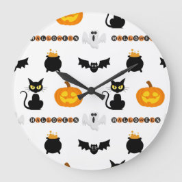 Halloween and cat-themed wall clock. große wanduhr