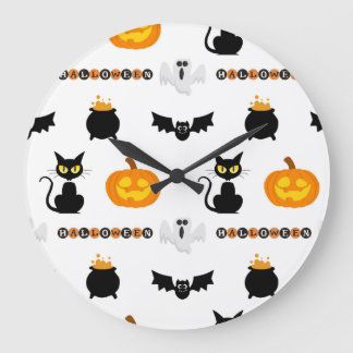 Halloween and cat-themed wall clock. große wanduhr