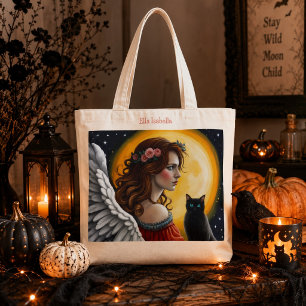 Halloween Angel und Schwarze Katze
