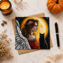 Halloween Angel und Schwarze Katze