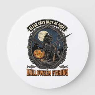 Halloween Angeljäger Vintage-Kürbis-Design_1 Große Wanduhr
