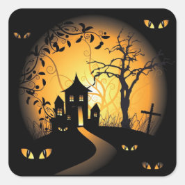 Halloween - ängstliche Augen, die dich beobachten Quadratischer Aufkleber