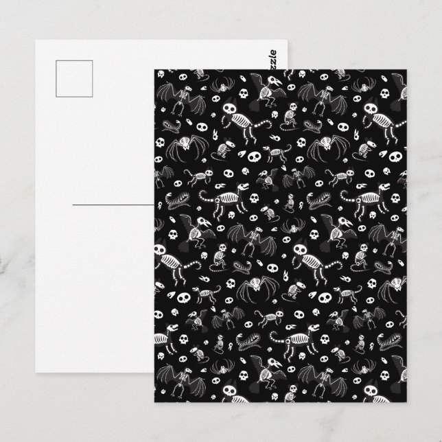 Halloween Animal Bats Hunde Katzen Spinnen Skelett Postkarte (Vorne/Hinten)