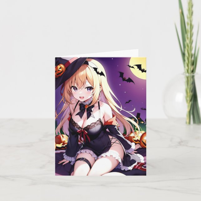 Halloween Anime OM Feiertagskarte (Vorderseite)