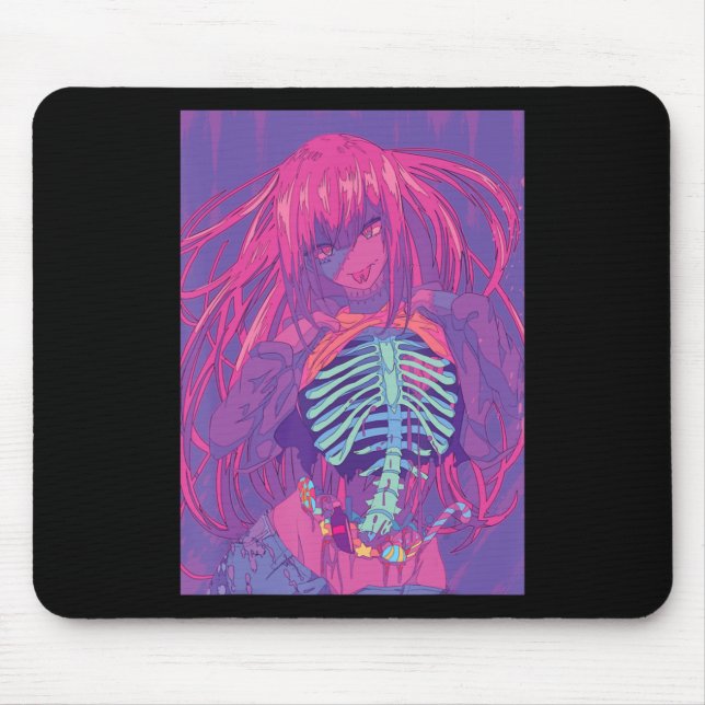Halloween Anime Spooky Anime Girl Waifu Beängstige Mousepad (Vorne)