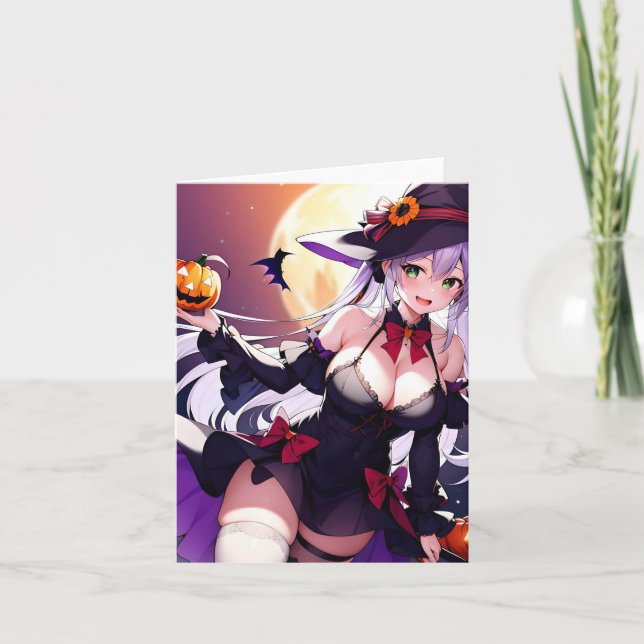 Halloween Anime T Feiertagskarte (Vorderseite)