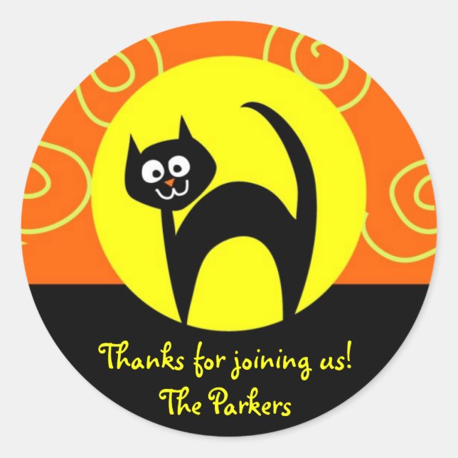 Halloween Anpassbare Katzenkleber Runder Aufkleber (Vorderseite)