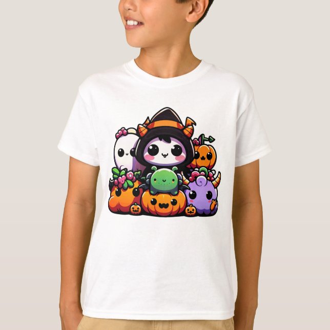 "Halloween-Ansammlung Niedlicher Kreaturen" T-Shirt (Vorderseite)