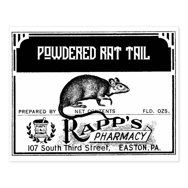 Halloween-Apothekensiegel - RattenSchwanz - Gummistempel (Prägung)