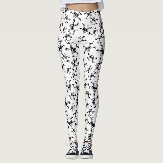 Halloween Apparel - Skull und Crossbones Spooky Leggings (Vorderseite)