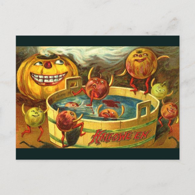 Halloween Apple Bobbing Postkarte (Vorderseite)