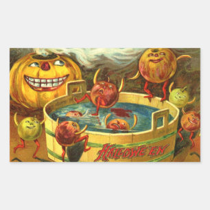 Halloween Apple Bobbing Rechteckiger Aufkleber